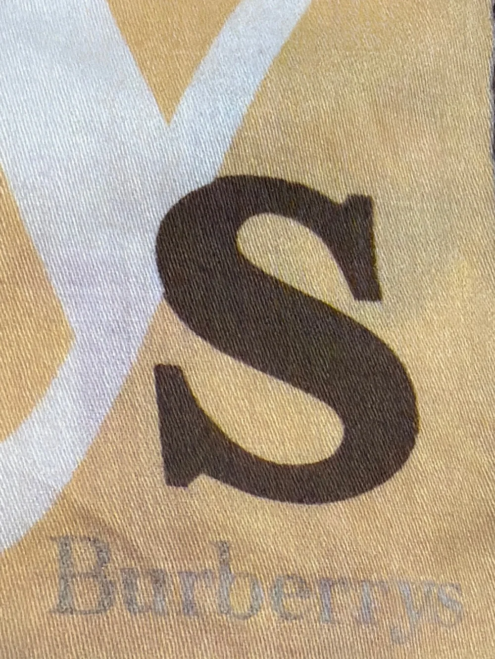 Burberry Beige Scarf with Red, Brown & White Letter Print